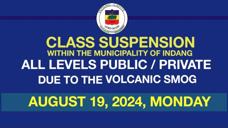 PUBLIC ADVISORY: WALANG PASOK SA LAHAT NG ANTAS NG PAARALAN SA BAYAN NG INDANG.