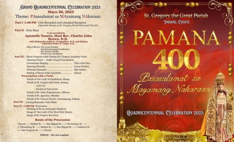 Ika- 400 taon ng pagkakatatag ng parokya ni San Gregoryo Magno